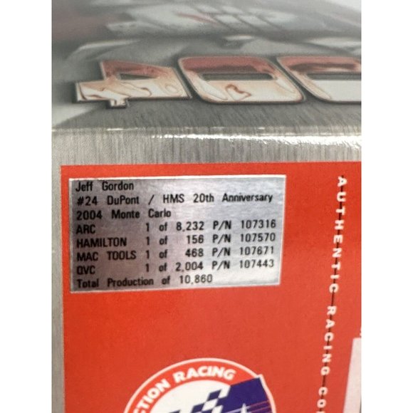 2004 Jeff Gordon #24 "DUPONT /HMS 20th ANNIVERSARY" Monte Carlo 1/24 Action - Picture 5 of 6